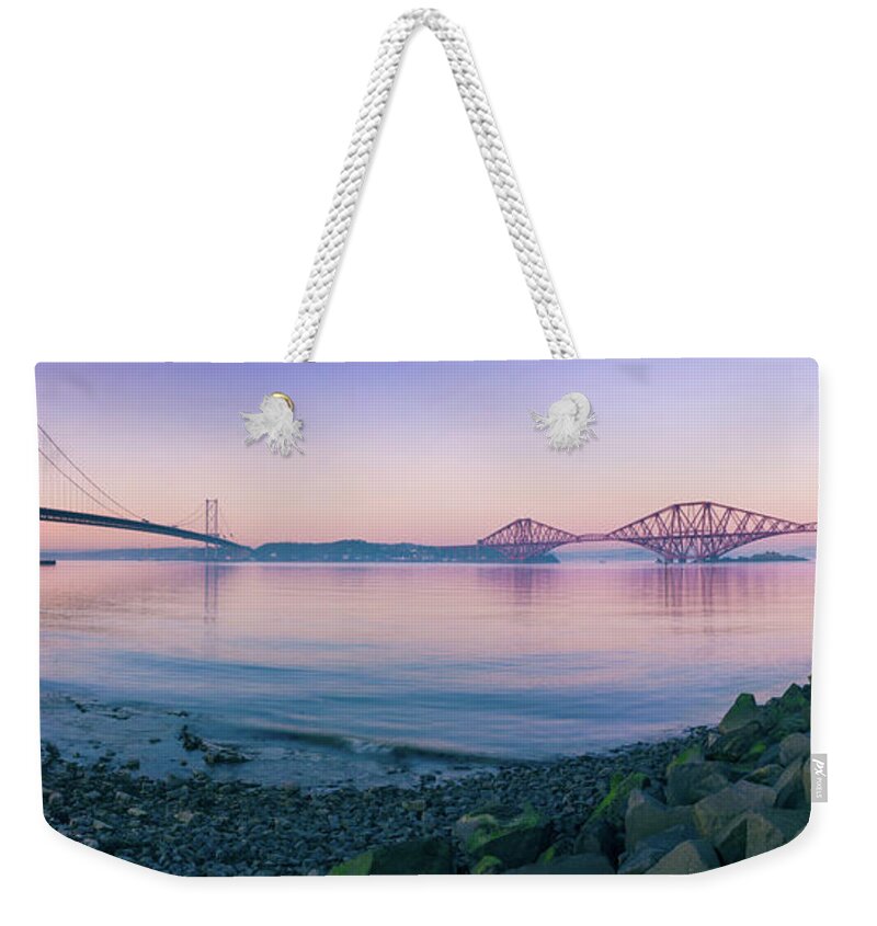 Tranquility Weekender Tote Bag featuring the photograph The Forth Bridges by Daniele Carotenuto Photography
