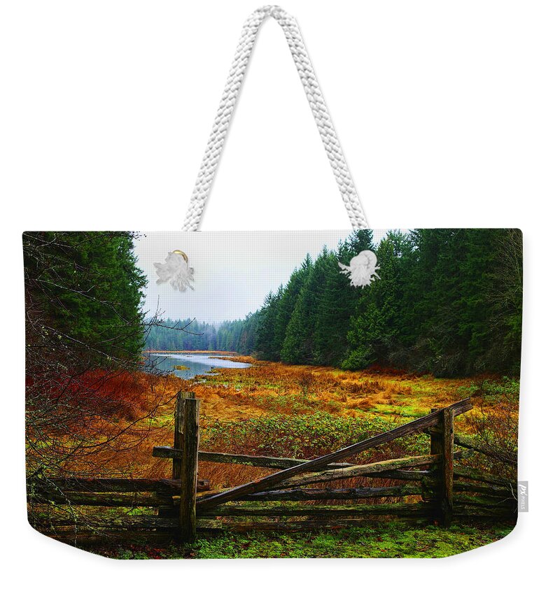 Split Rail Weekender Tote Bag featuring the photograph The Gate by Lawrence Christopher