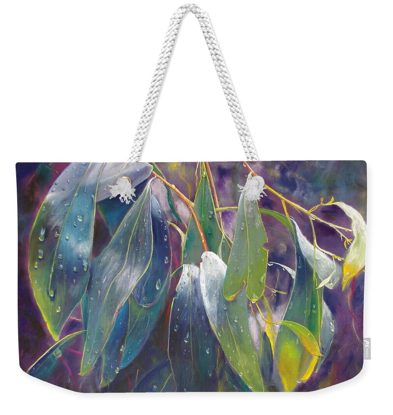 Lynda Robinson Weekender Tote Bag featuring the painting The Gentle Rain by Lynda Robinson