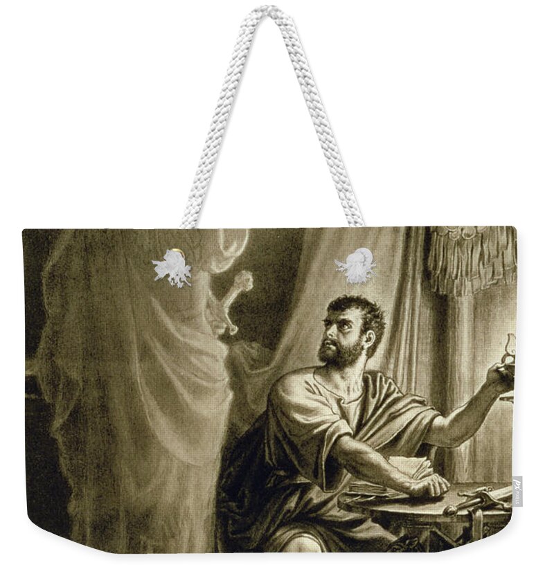 Murderer Weekender Tote Bag featuring the drawing The Ghost Of Julius Caesar, In The Play by English School