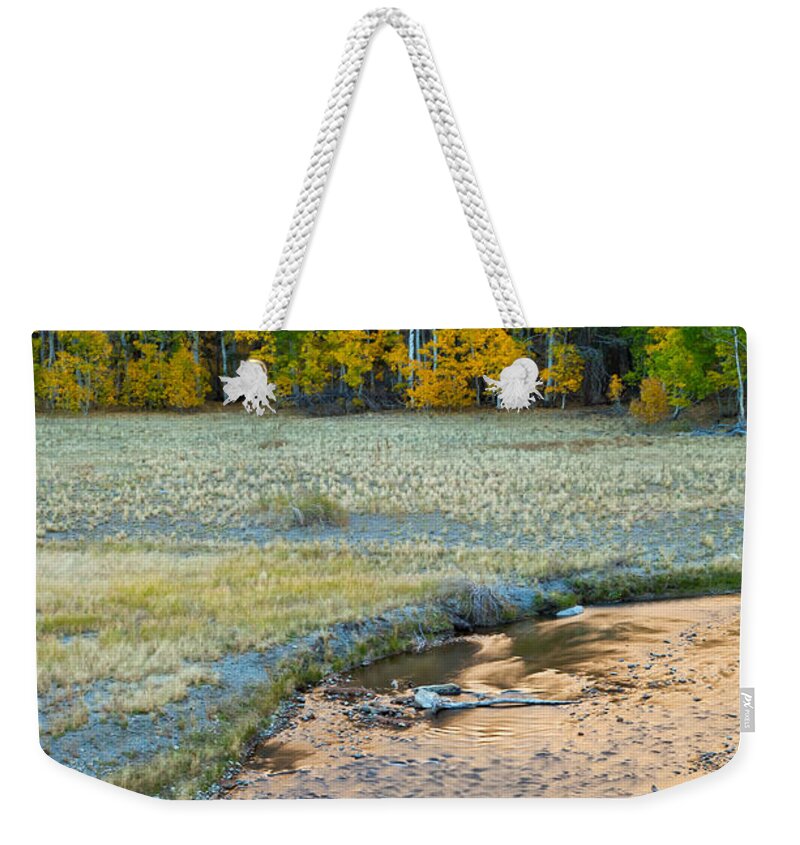 Landscape Weekender Tote Bag featuring the photograph The Golden Stream by Jonathan Nguyen