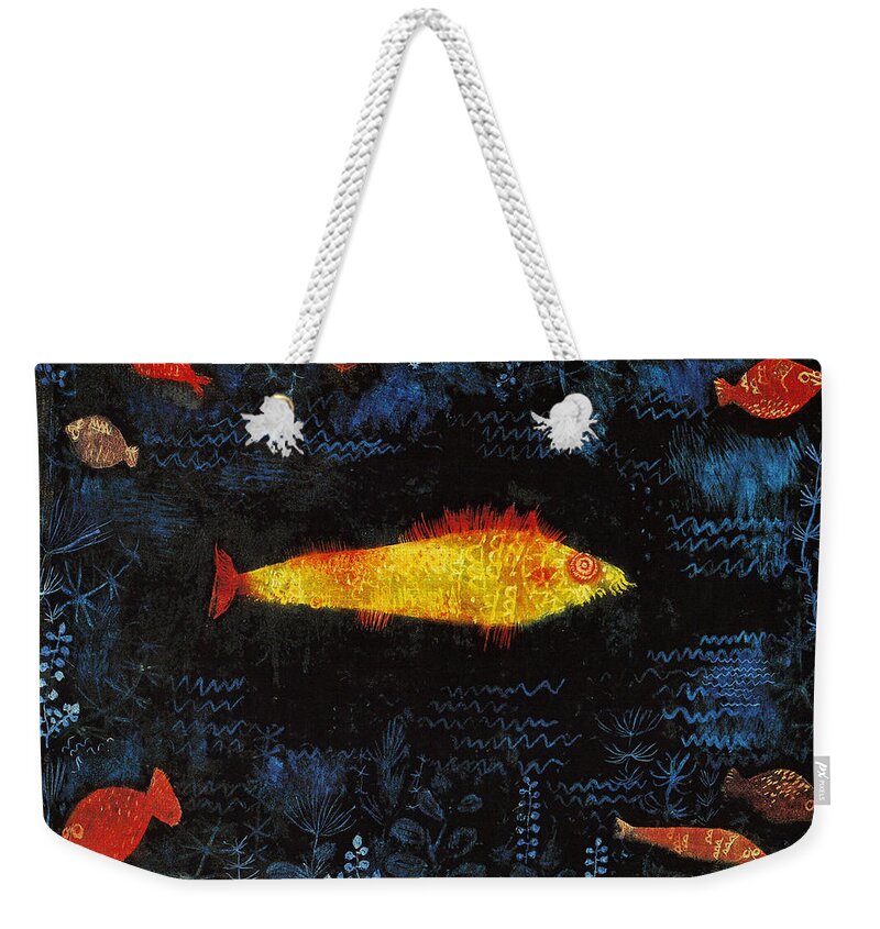 Paul Klee Weekender Tote Bag featuring the painting The Goldfish by Paul Klee
