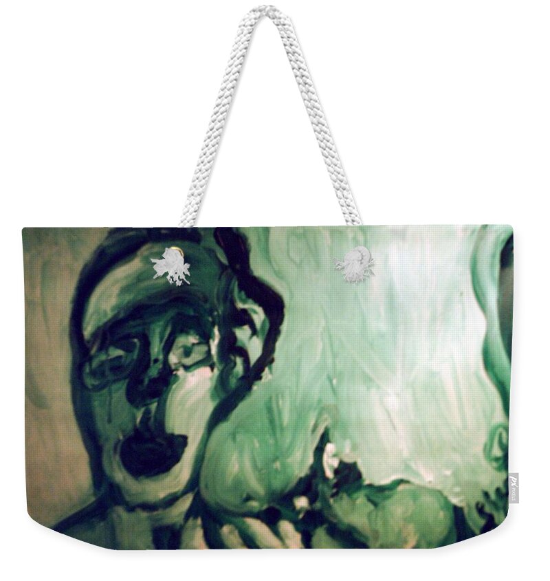 Green Weekender Tote Bag featuring the painting The Green Queen by Shea Holliman