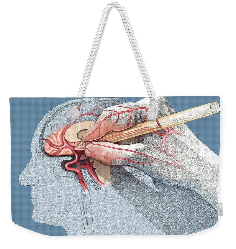 Hand Weekender Tote Bag featuring the painting The Hand Knows by Catherine Twomey