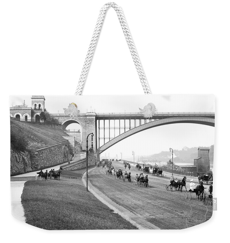 1905 Weekender Tote Bag featuring the photograph The Harlem River Speedway by Detroit Publishing Company