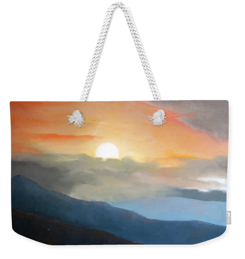 Oil Weekender Tote Bag featuring the painting The highest point by Sergey Bezhinets