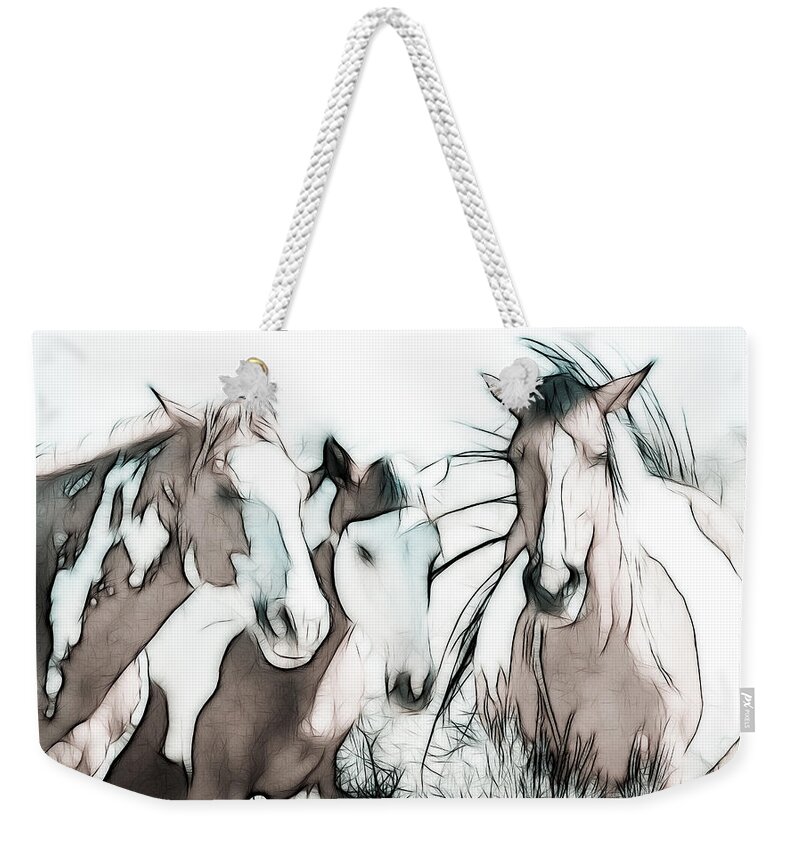 Horses Weekender Tote Bag featuring the photograph The Breakfast Club by Athena Mckinzie