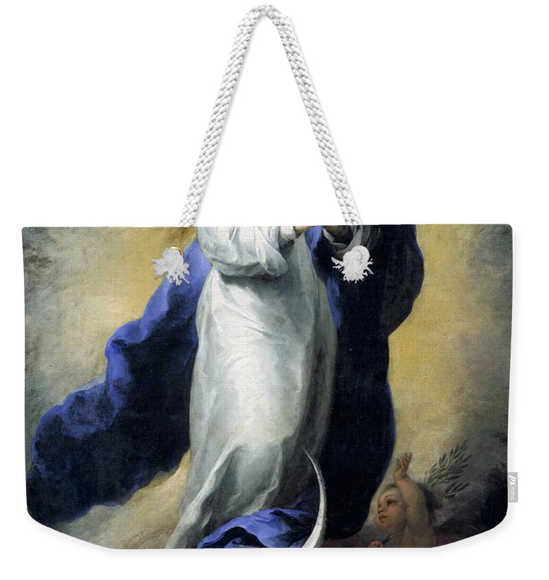 Bartolome Esteban Murillo Weekender Tote Bag featuring the painting The Immaculate Conception of the Escorial by Bartolome Esteban Murillo