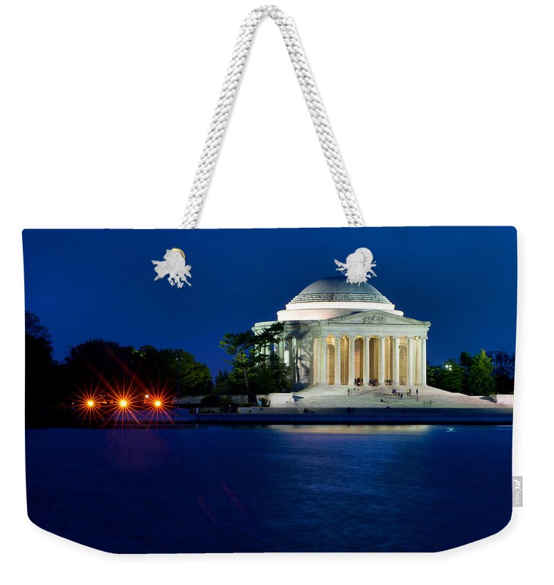 America Weekender Tote Bag featuring the photograph The Jefferson Memorial at the Blue Hour of Twilight by Mitchell R Grosky