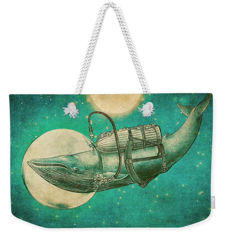 Whale Weekender Tote Bag featuring the drawing The Journey by Eric Fan