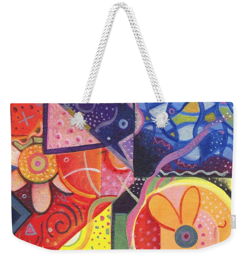 Abstract Weekender Tote Bag featuring the painting The Joy of Design Vll Part 3 by Helena Tiainen