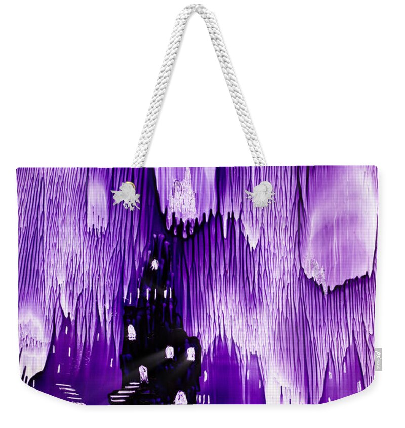  Castle Weekender Tote Bag featuring the painting The Kings purple castle painting in wax by Simon Bratt
