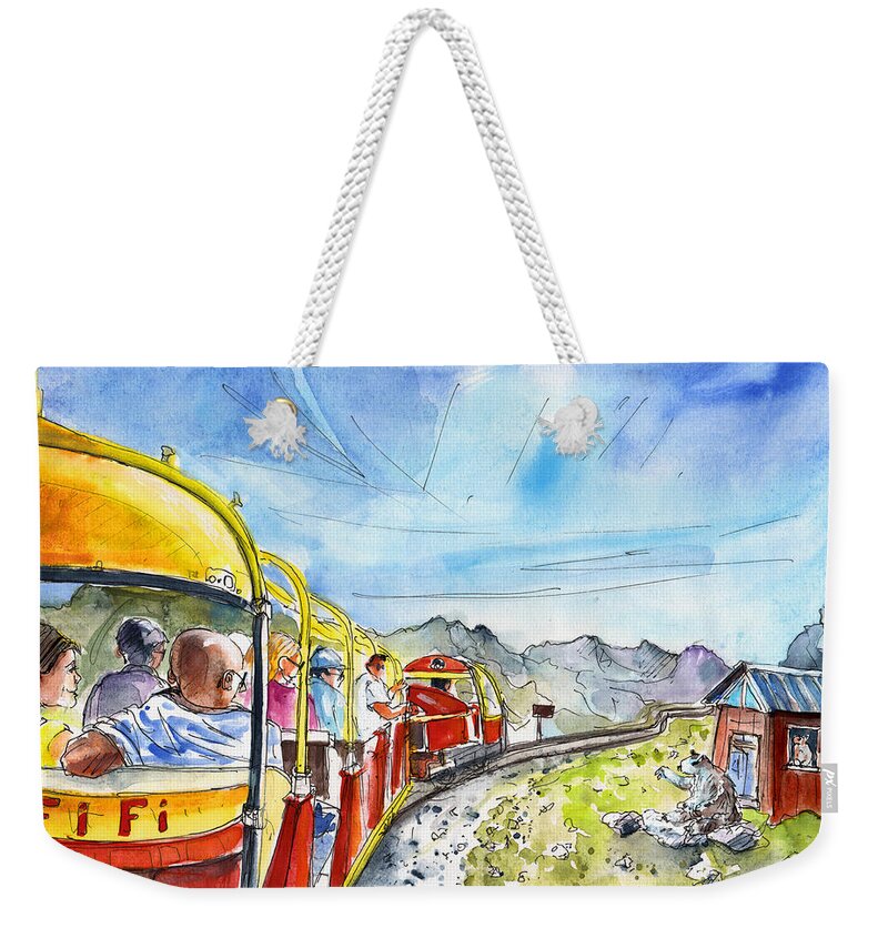 Travel Weekender Tote Bag featuring the painting The Little Train of Artouste by Miki De Goodaboom