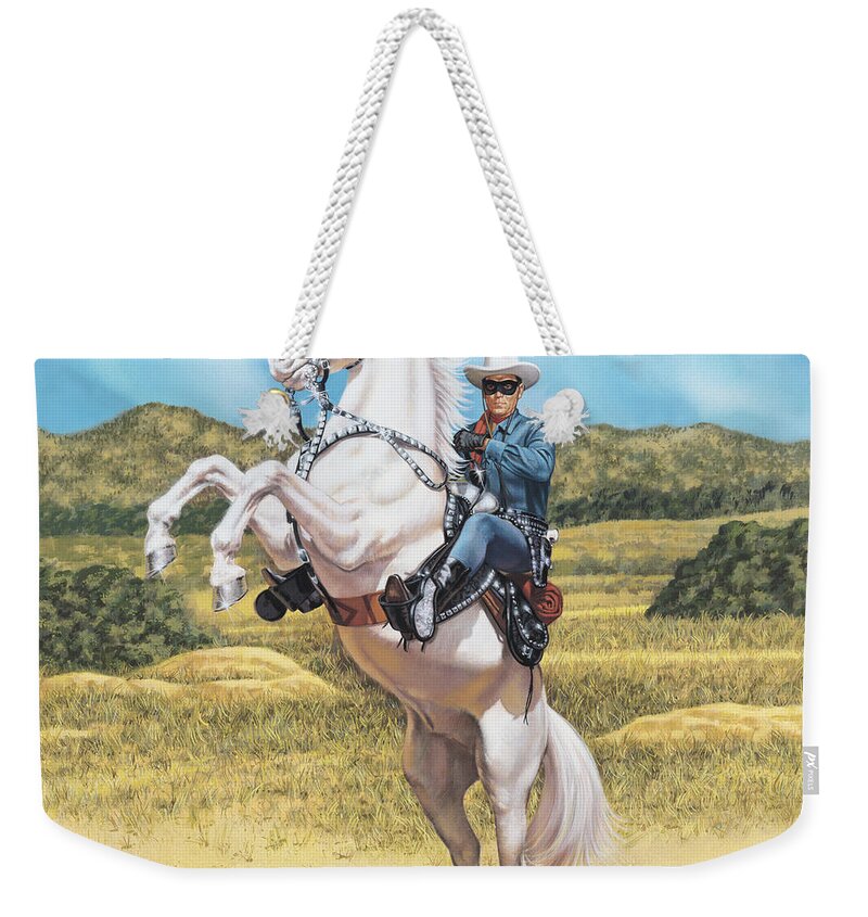 Portrait Weekender Tote Bag featuring the painting The Lone Ranger by Dick Bobnick
