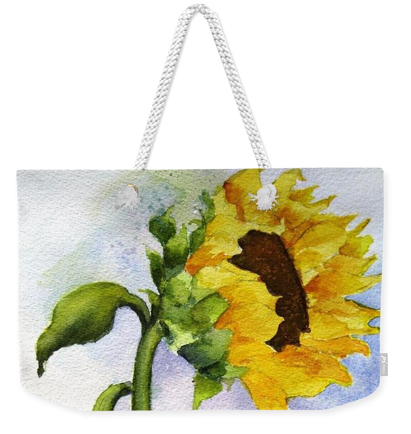Lone Sunflower Weekender Tote Bag featuring the painting Random Acts of Kindness by Maria Hunt