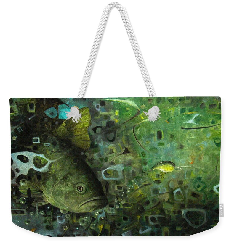 Bass Weekender Tote Bag featuring the painting The Lure by T S Carson
