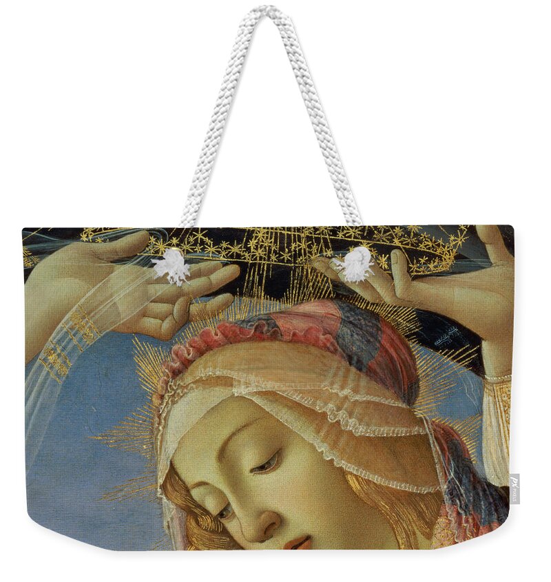 The Weekender Tote Bag featuring the painting The Madonna of the Magnificat by Botticelli by Sandro Botticelli