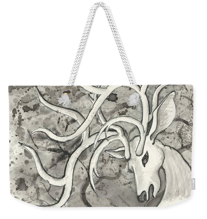 The Martyr Weekender Tote Bag featuring the drawing The Martyr detail by Melinda Dare Benfield