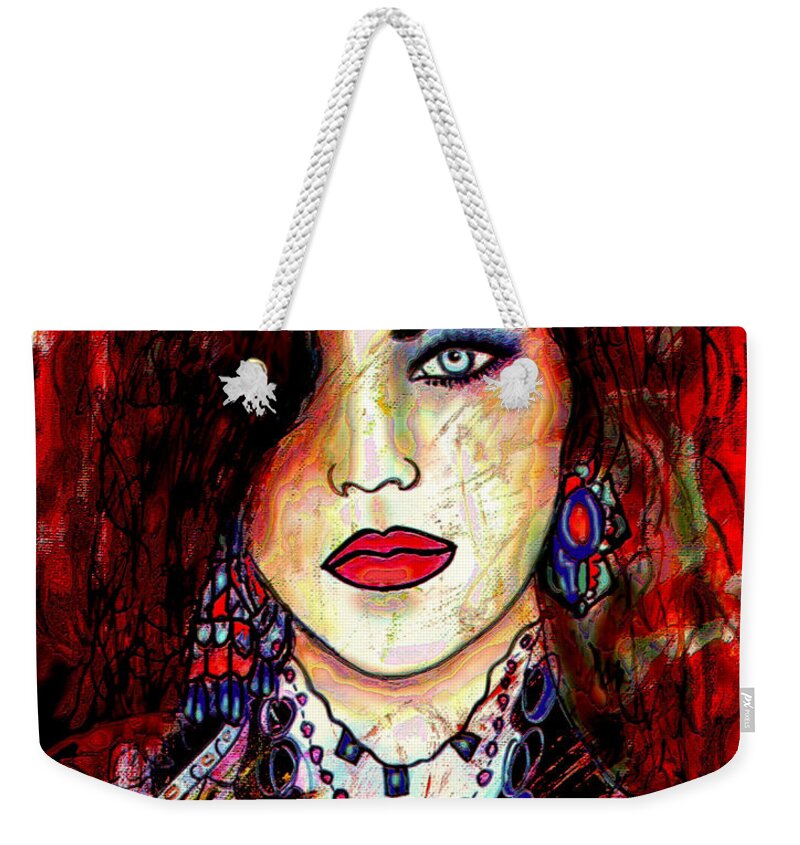 Portrait Weekender Tote Bag featuring the mixed media The Model by Natalie Holland