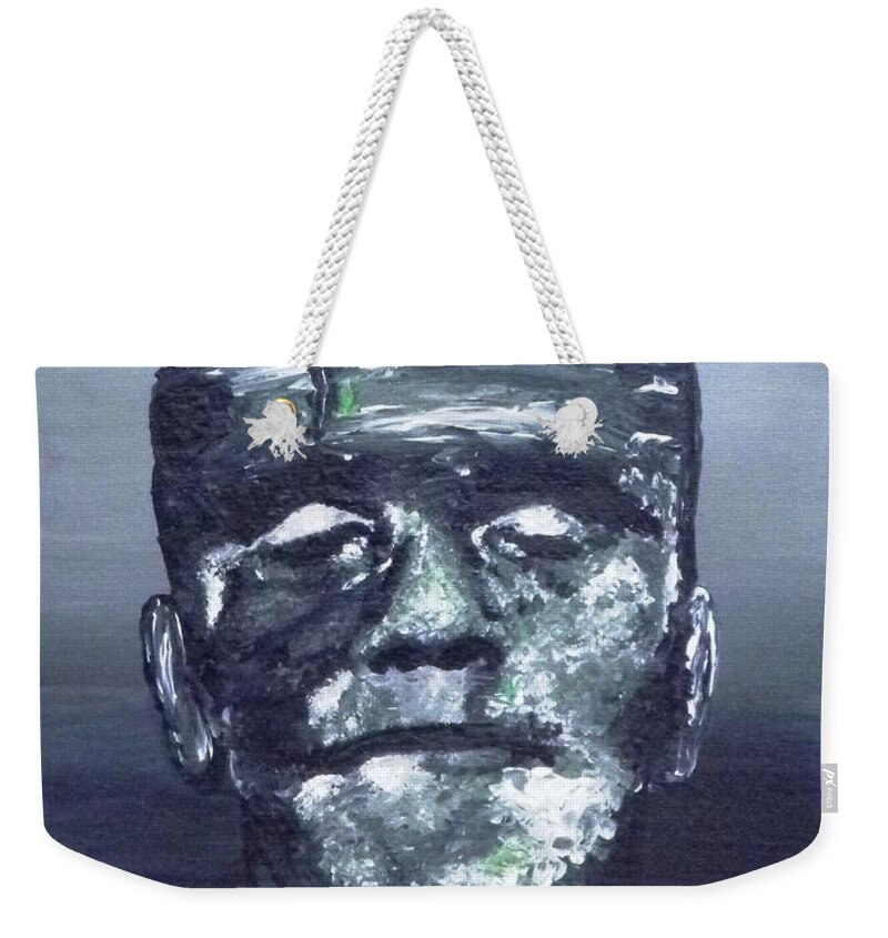 Sepia Weekender Tote Bag featuring the painting The Monster by Alys Caviness-Gober