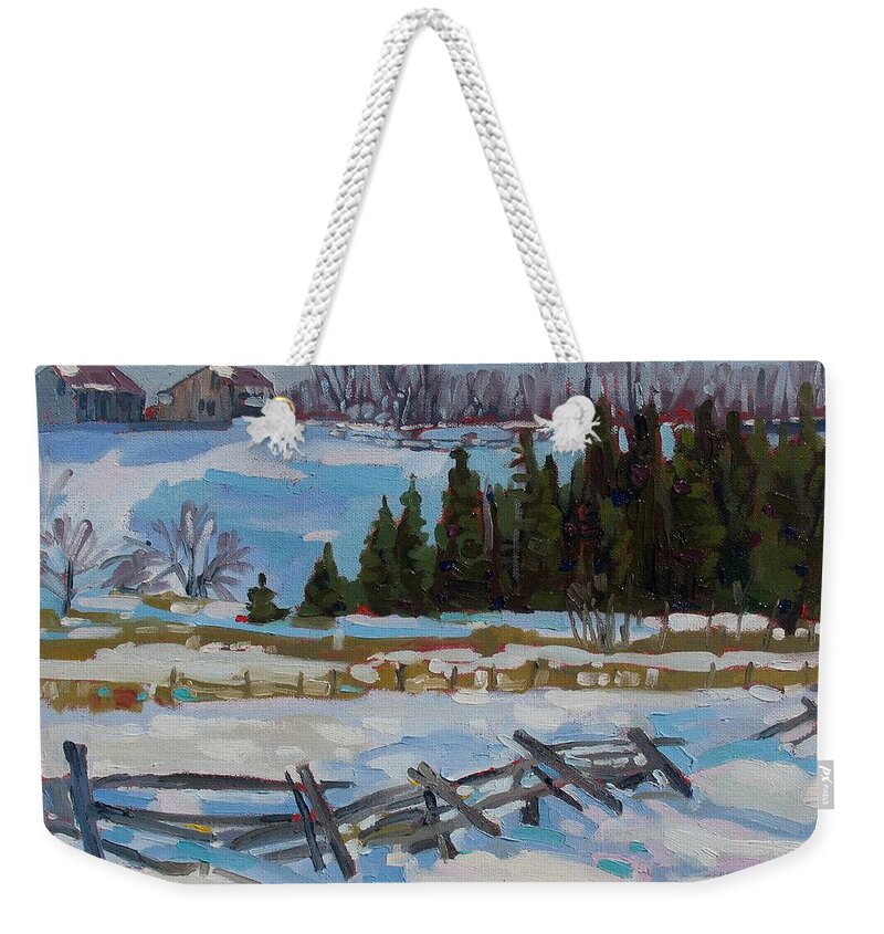 Beeton Weekender Tote Bag featuring the painting The Ninth Line by Phil Chadwick