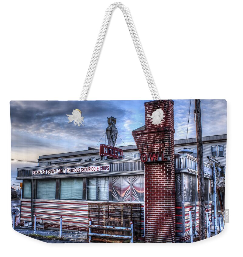 Andrew Pacheco Weekender Tote Bag featuring the photograph The Nite Owl by Andrew Pacheco