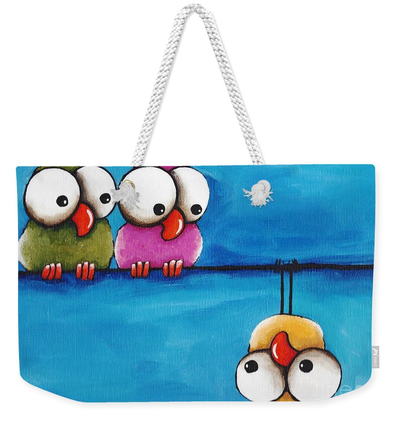 Big Eyes Weekender Tote Bag featuring the painting The odd guy by Lucia Stewart