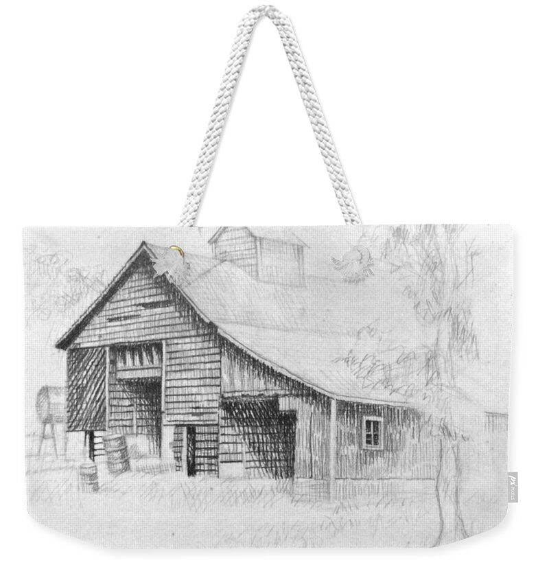 Art Weekender Tote Bag featuring the drawing The Old Barn by Bern Miller