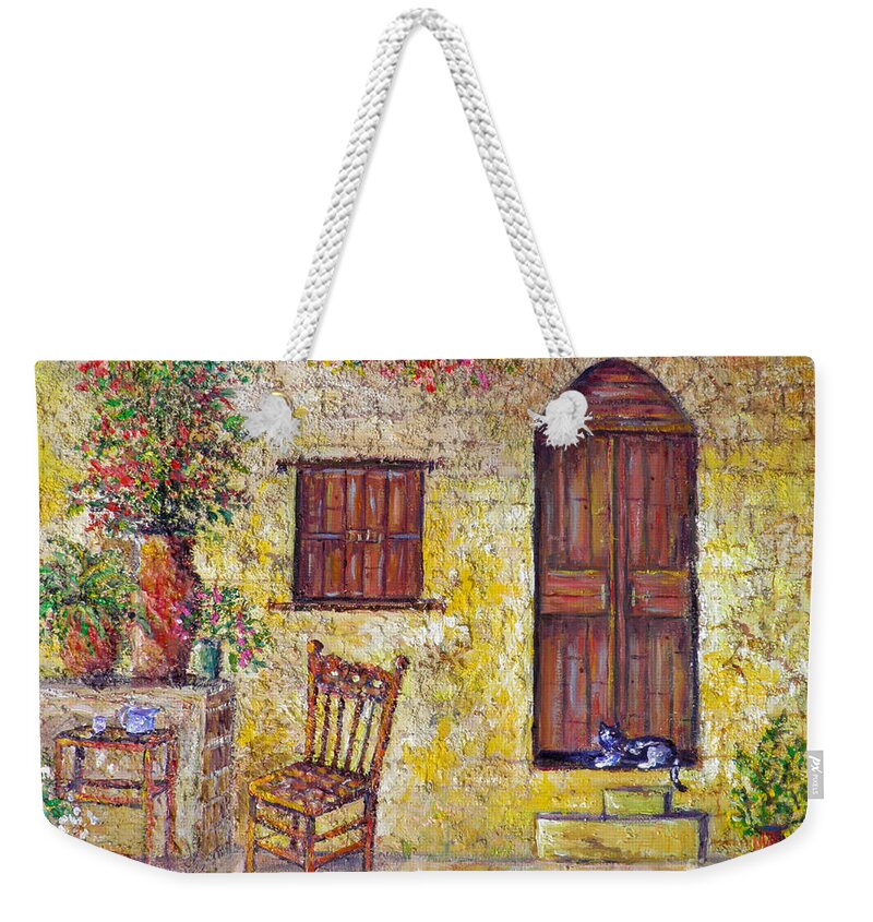Old Chair Weekender Tote Bag featuring the painting The Old Chair by Lou Ann Bagnall