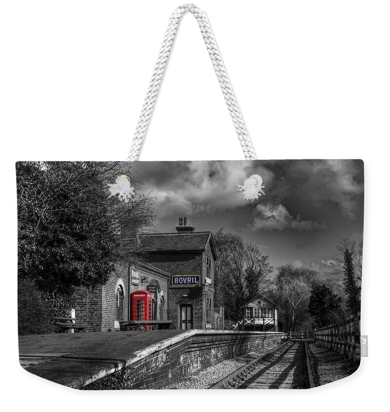 Wirral Weekender Tote Bag featuring the photograph The Old Red Telephone Box by Spikey Mouse Photography