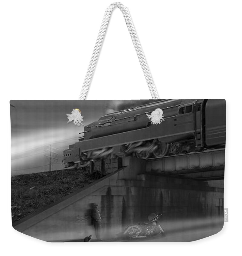 Motorcycle Weekender Tote Bag featuring the photograph The Overpass 2 Panoramic by Mike McGlothlen