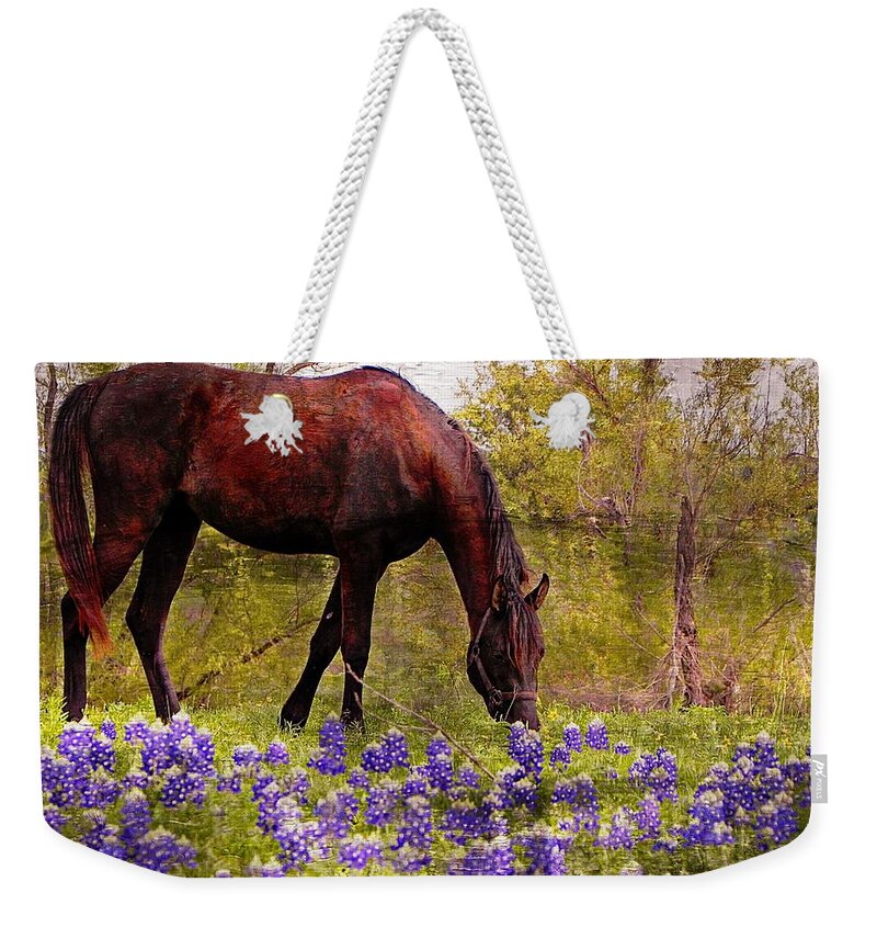 Horse Weekender Tote Bag featuring the photograph The Pasture by Kathy Churchman