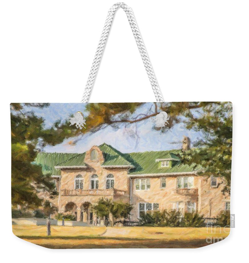The Pink Palace Weekender Tote Bag featuring the digital art The Pink Palace Museum Memphis Tn USA by Liz Leyden