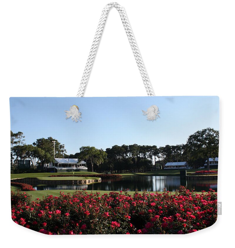 Florida Weekender Tote Bag featuring the photograph The Players - TPC Sawgrass Island Green 17th by Ronald Reid