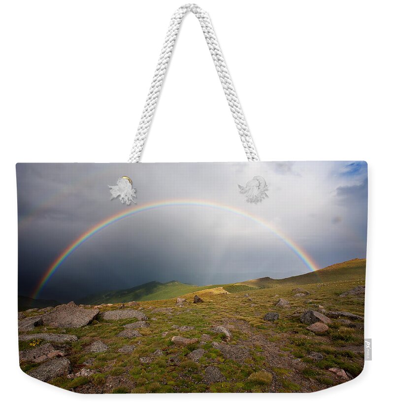 Rainbow Photograph Weekender Tote Bag featuring the photograph The Promise by Jim Garrison