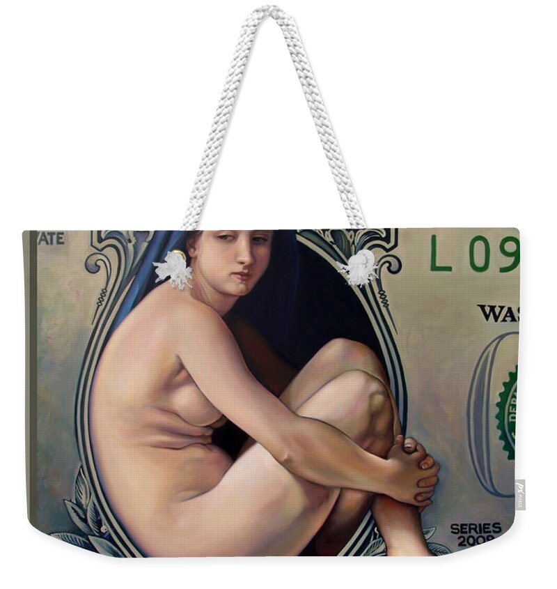 Politics Weekender Tote Bag featuring the painting THE RAPE OF LADY LIBERTY A Nation in Mourning by Patrick Anthony Pierson