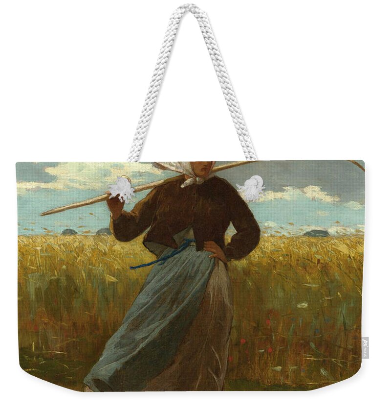 Winslow Homer Weekender Tote Bag featuring the painting The Return of the Gleaner by Winslow Homer