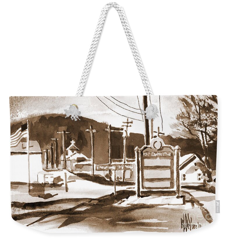 The Road To Farmington Pilot Knob Missouri Weekender Tote Bag featuring the painting The Road to Farmington Pilot Knob Missouri by Kip DeVore