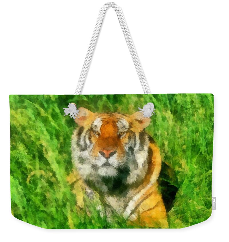 Tiger Weekender Tote Bag featuring the digital art The Royal Bengal Tiger by Maciek Froncisz