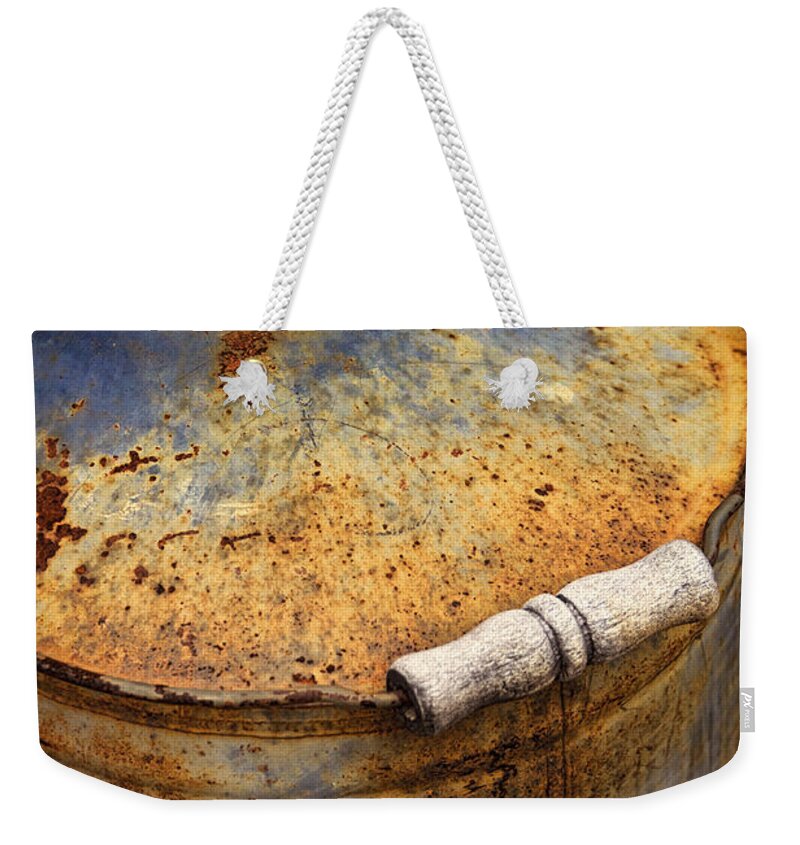 Rust Weekender Tote Bag featuring the photograph The Rusty Can by Saija Lehtonen