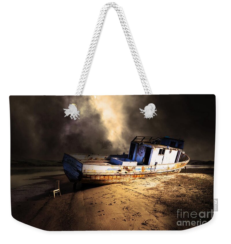 Pt Reyes Weekender Tote Bag featuring the photograph The Sea Never Gives Up Her Dead DSC2099 Partial Sepia by Wingsdomain Art and Photography