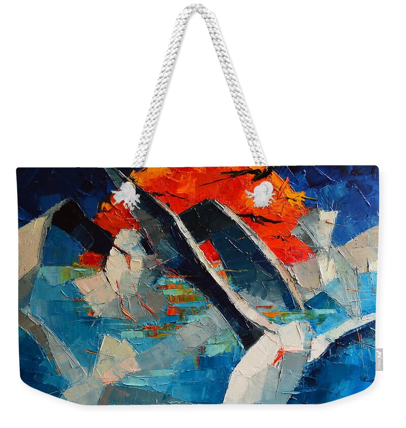 The Seagulls Weekender Tote Bag featuring the painting The Seagulls 2 by Mona Edulesco
