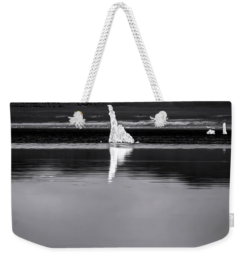 Mono Lake Weekender Tote Bag featuring the photograph THe Secret bw by Denise Dube