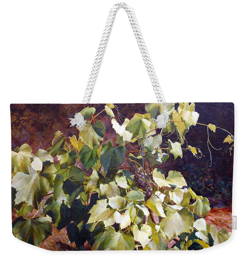 Grape Weekender Tote Bag featuring the painting The Secret Hiding Place by Svitozar Nenyuk