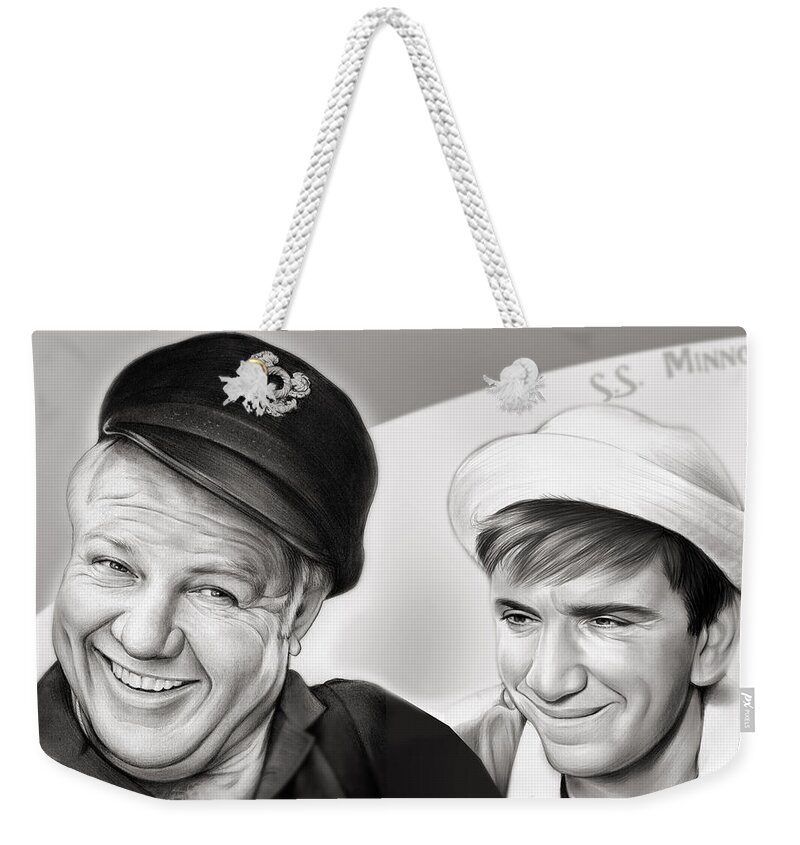 Gilligan's Island Weekender Tote Bag featuring the mixed media The Skipper and Gilligan by Greg Joens