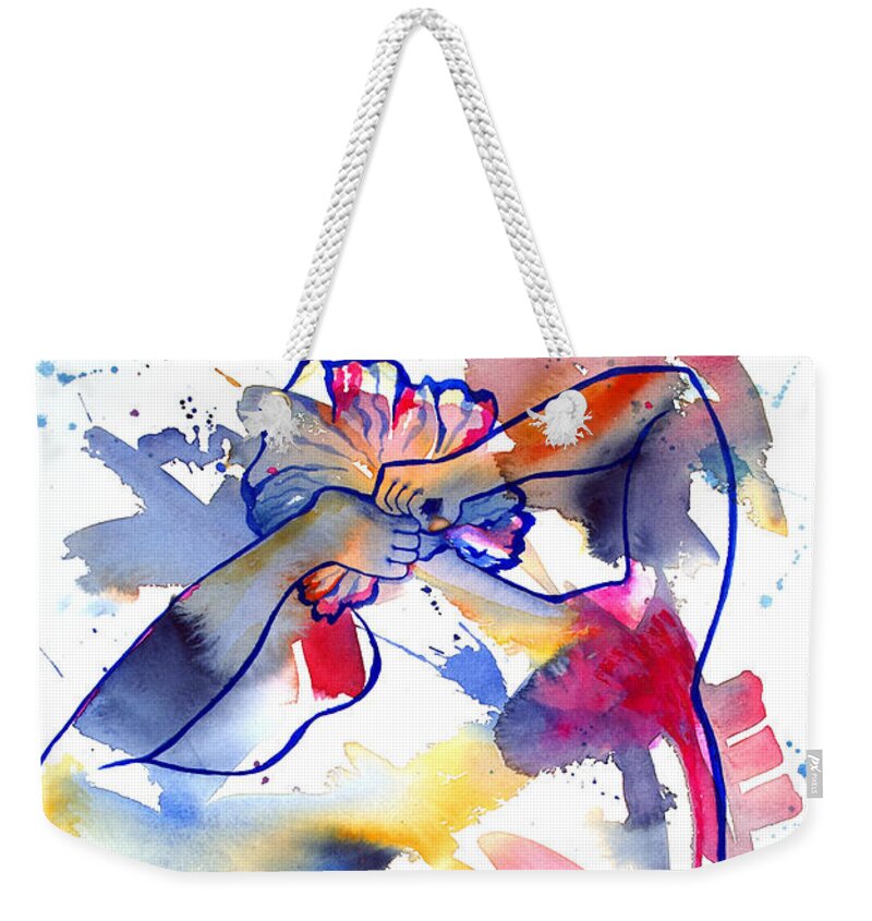 Nude Weekender Tote Bag featuring the painting The Southside by Kim Shuckhart Gunns