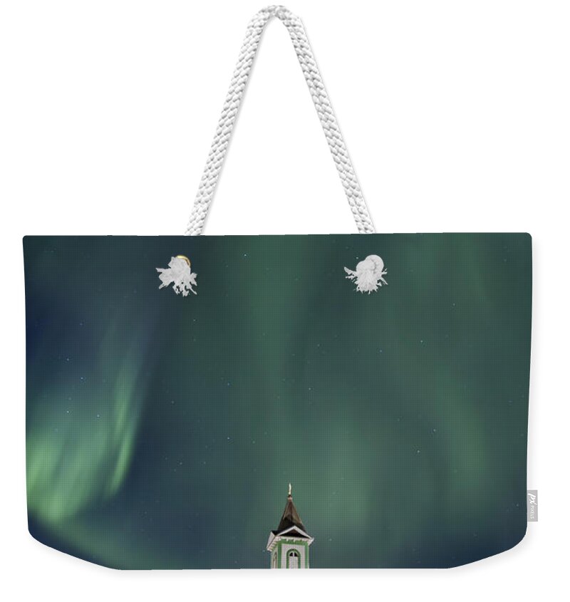 Aurora Weekender Tote Bag featuring the photograph The Spirit of Iceland by Evelina Kremsdorf