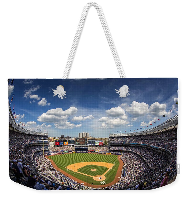 Ny Yankees Weekender Tote Bag featuring the photograph The Stadium by Rick Berk