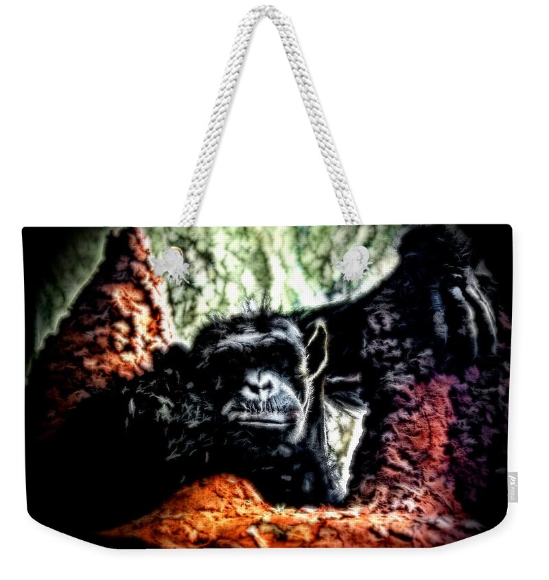 Zoo Weekender Tote Bag featuring the photograph The Thinker by Lucy VanSwearingen