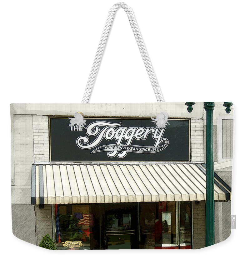 Mens Clothing Store Weekender Tote Bag featuring the photograph The Toggery by Lee Owenby
